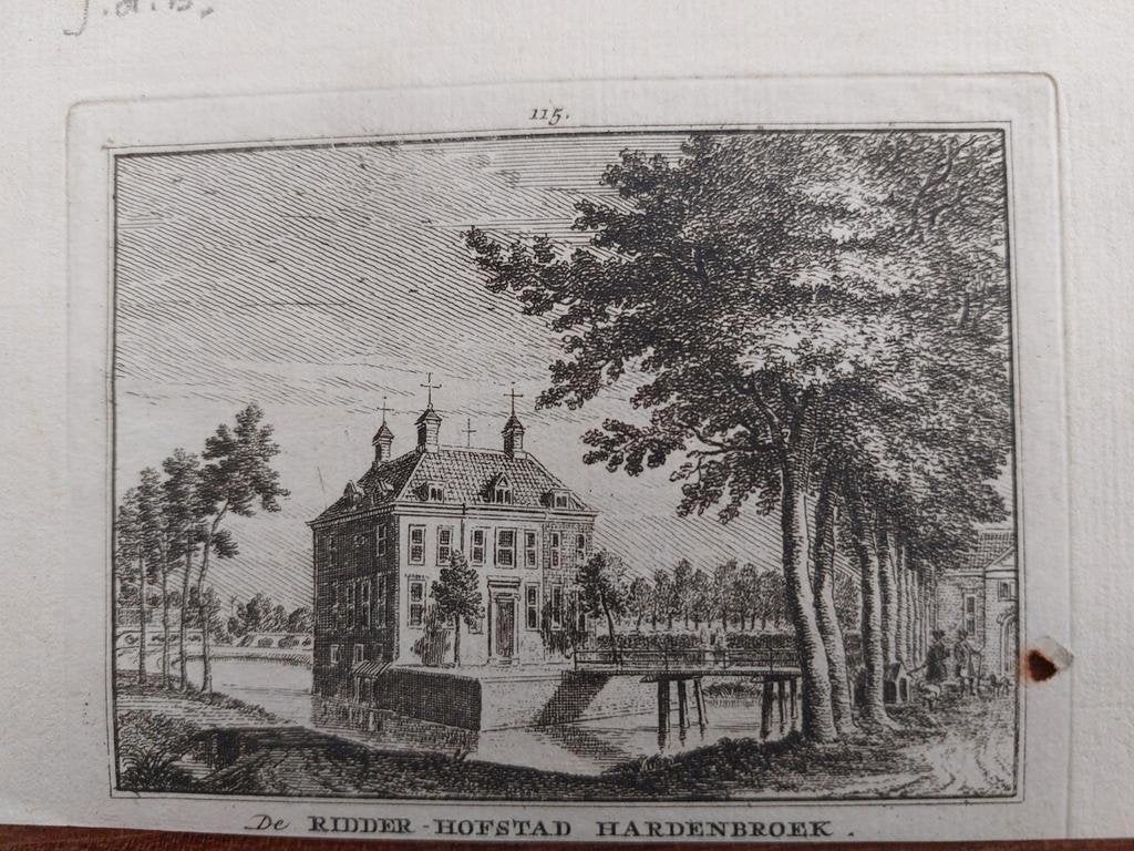 115 / Ridderhofstad Hardenbroek Oude gravure uit 18de eeuw, Ophalen of Verzenden