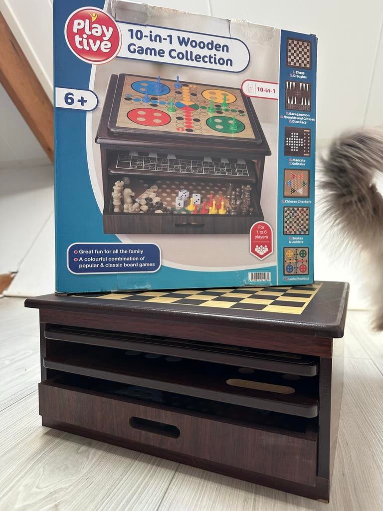 Playtive 10-in-1 Houten Spellenset - Luxe Collectie, Hobby en Vrije tijd, Gezelschapsspellen | Bordspellen, Een of twee spelers