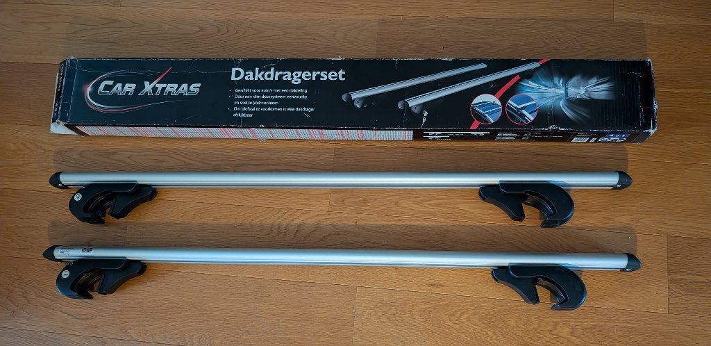 Universele Aluminium Dakdragers voor auto met Dakreling, Ophalen, Zo goed als nieuw
