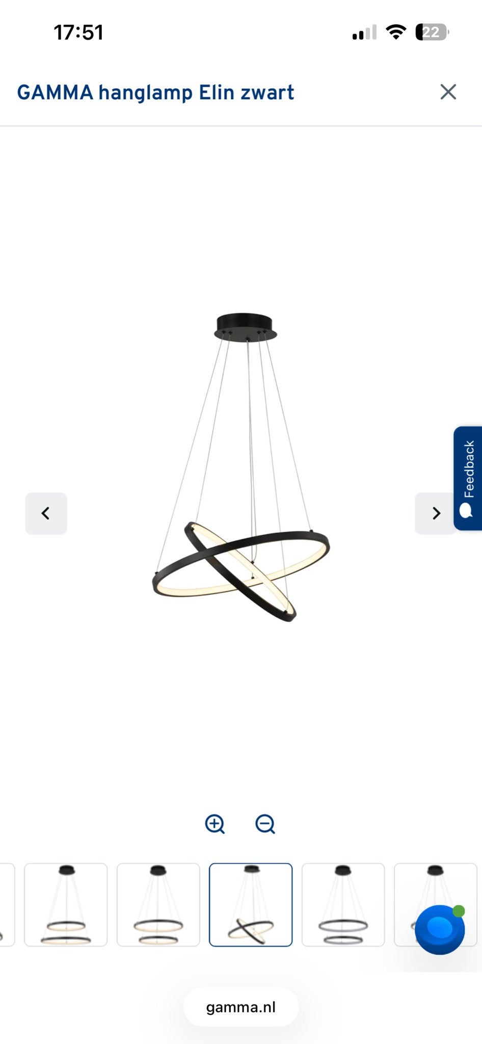 GAMMA hanglamp Elin zwart - Modern en dimbaar, Ophalen, Zo goed als nieuw, Metaal, Overige fittingen