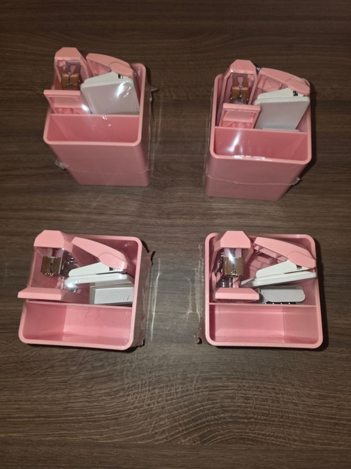 Roze bureau-organizer set met nietmachine en tapehouder, Ophalen of Verzenden