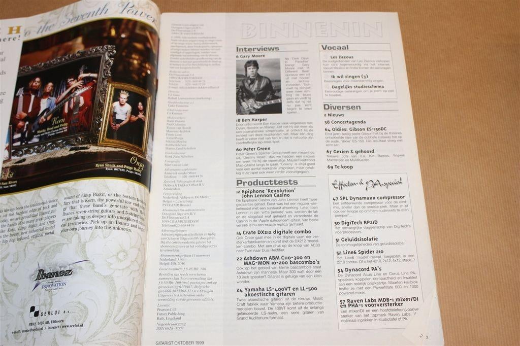 Magazine Gitarist [Okt 1999] — Gary Moore, Ben Harper & meer, Ophalen of Verzenden, Gelezen, Artiest