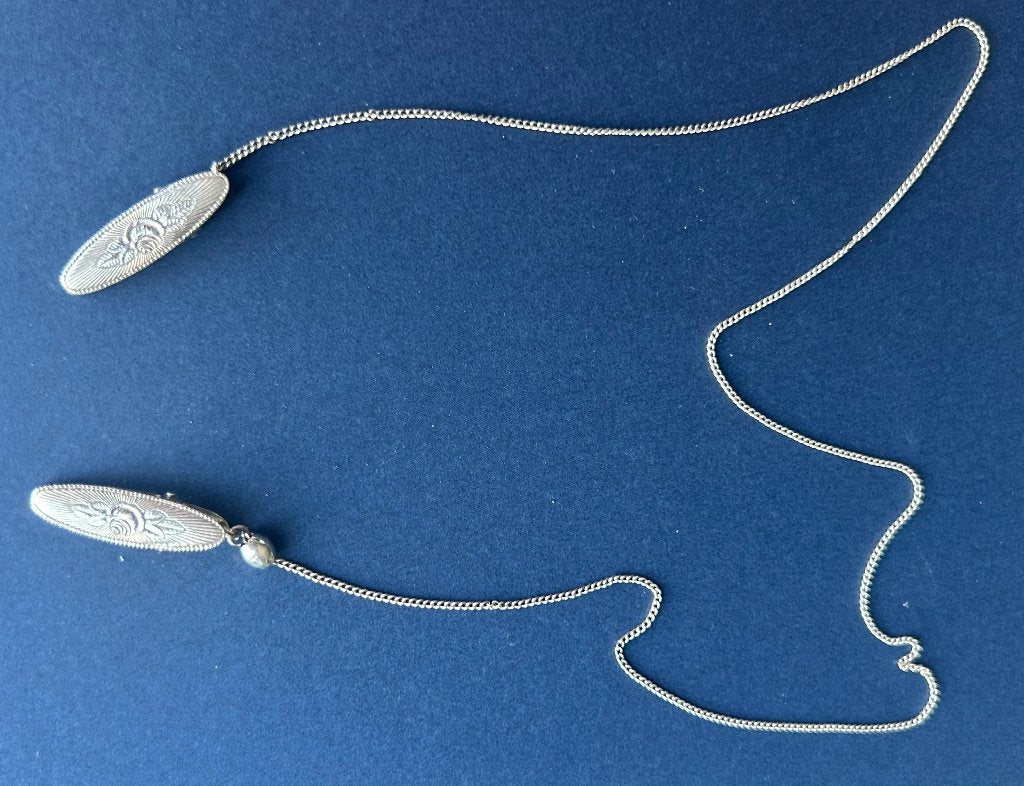 Antieke Zilveren Servetketting met Klemmen, Antiek en Kunst, Antiek | Goud en Zilver, Ophalen of Verzenden, Zilver