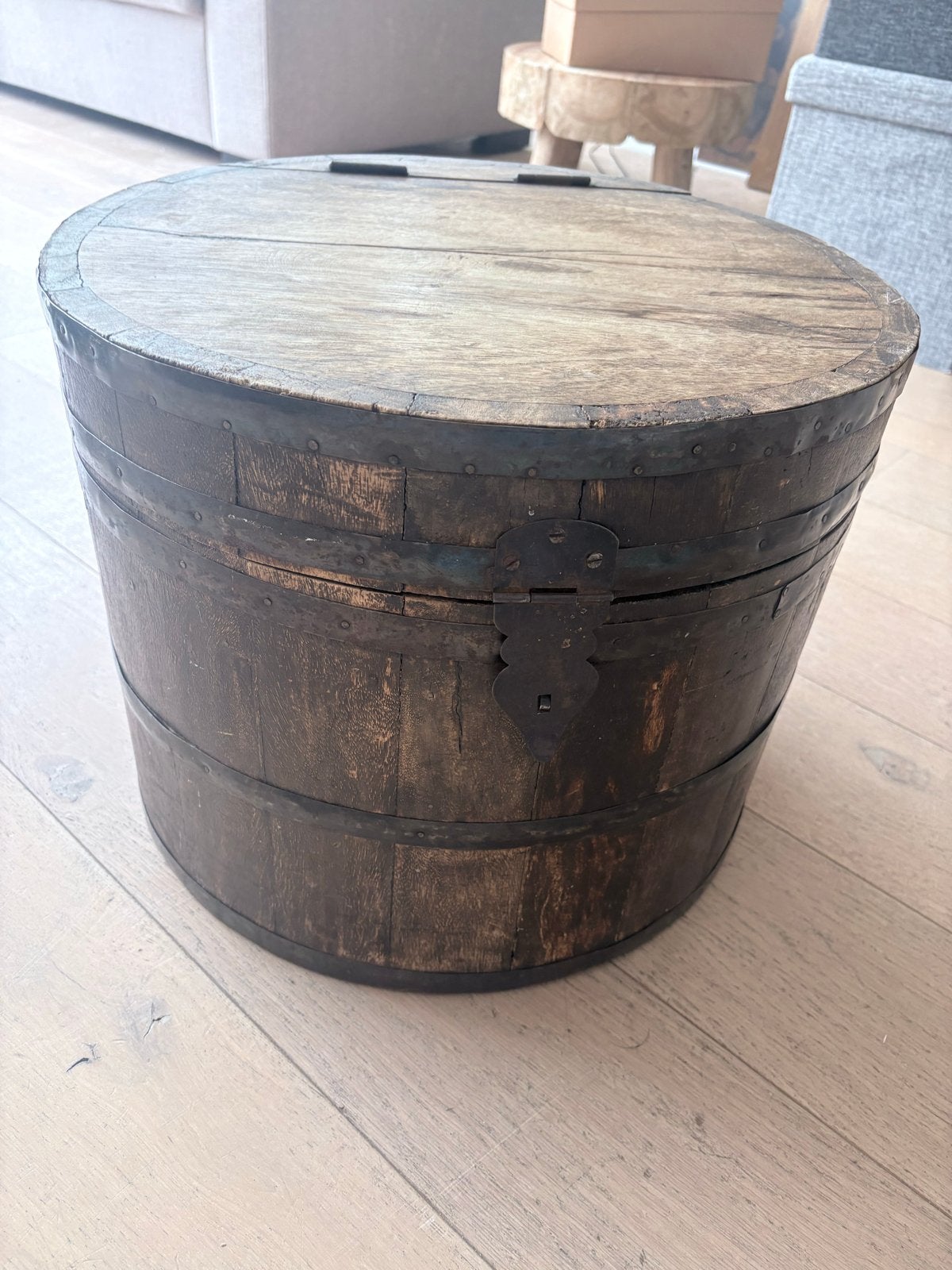 Antieke houten wijnvat/wijnrek - Uniek en decoratief, Huis en Inrichting, Woonaccessoires | Wijnrekken, Ophalen, Gebruikt, Hout