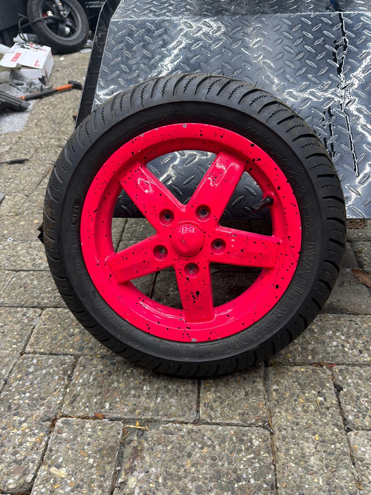 Piaggio Zip Voorwiel met Nieuwe Band en Special Paint, Ophalen of Verzenden, Gebruikt, Overige typen, Piaggio