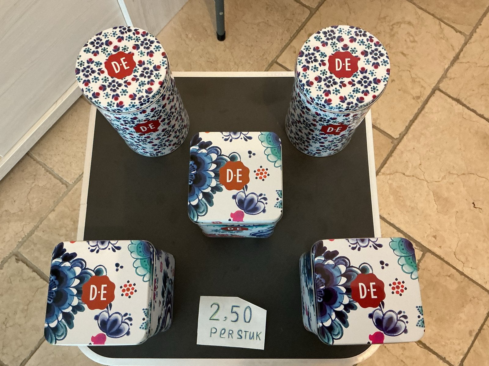 Douwe Egberts voorraadblikken (5 stuks)2;50 p/st, Ophalen of Verzenden, Nieuw, Koffie, Douwe Egberts