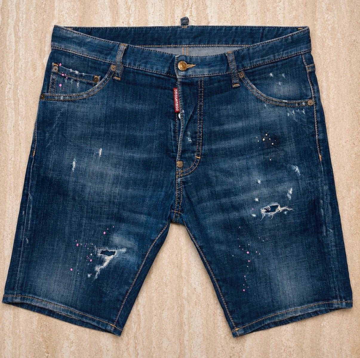 DSQUARED2 Heren Denim Shorts / Korte Jeans Blauw Maat 48, Ophalen of Verzenden, Zo goed als nieuw, Blauw, W33 - W34 (confectie 48/50)