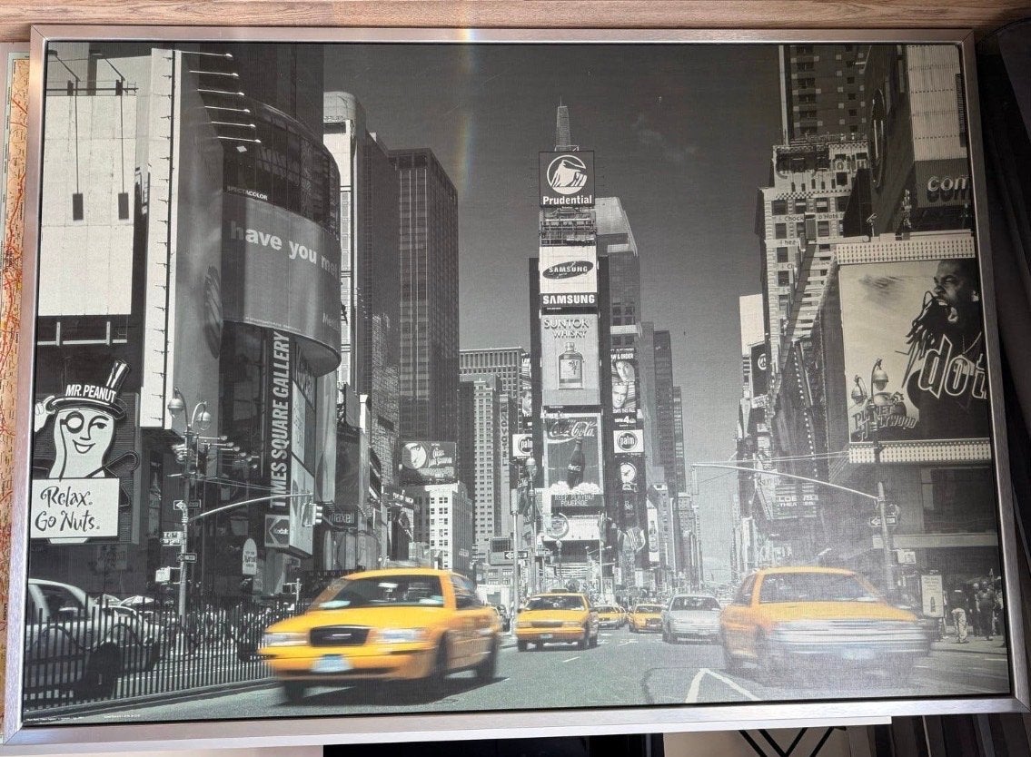 Groot schilderij New York Times Square - 140x100 cm, Huis en Inrichting, Ophalen, Gebruikt, 125 cm of meer, Schilderij