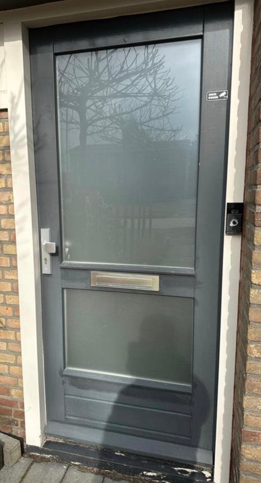 Antraciet Buitendeur met Brievenbus en Beveiligingshaken, Doe-het-zelf en Verbouw, Deuren en Horren, Gebruikt, 80 tot 100 cm, Ophalen of Verzenden