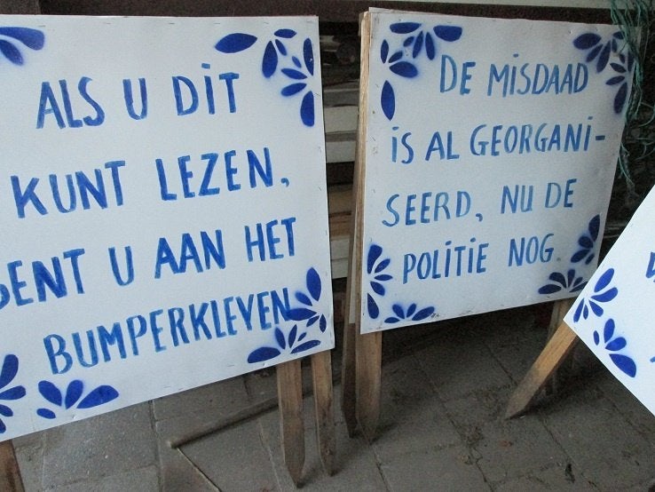straatversiering borden met spreuken 42 stuks, Ophalen, Gebruikt, Overige