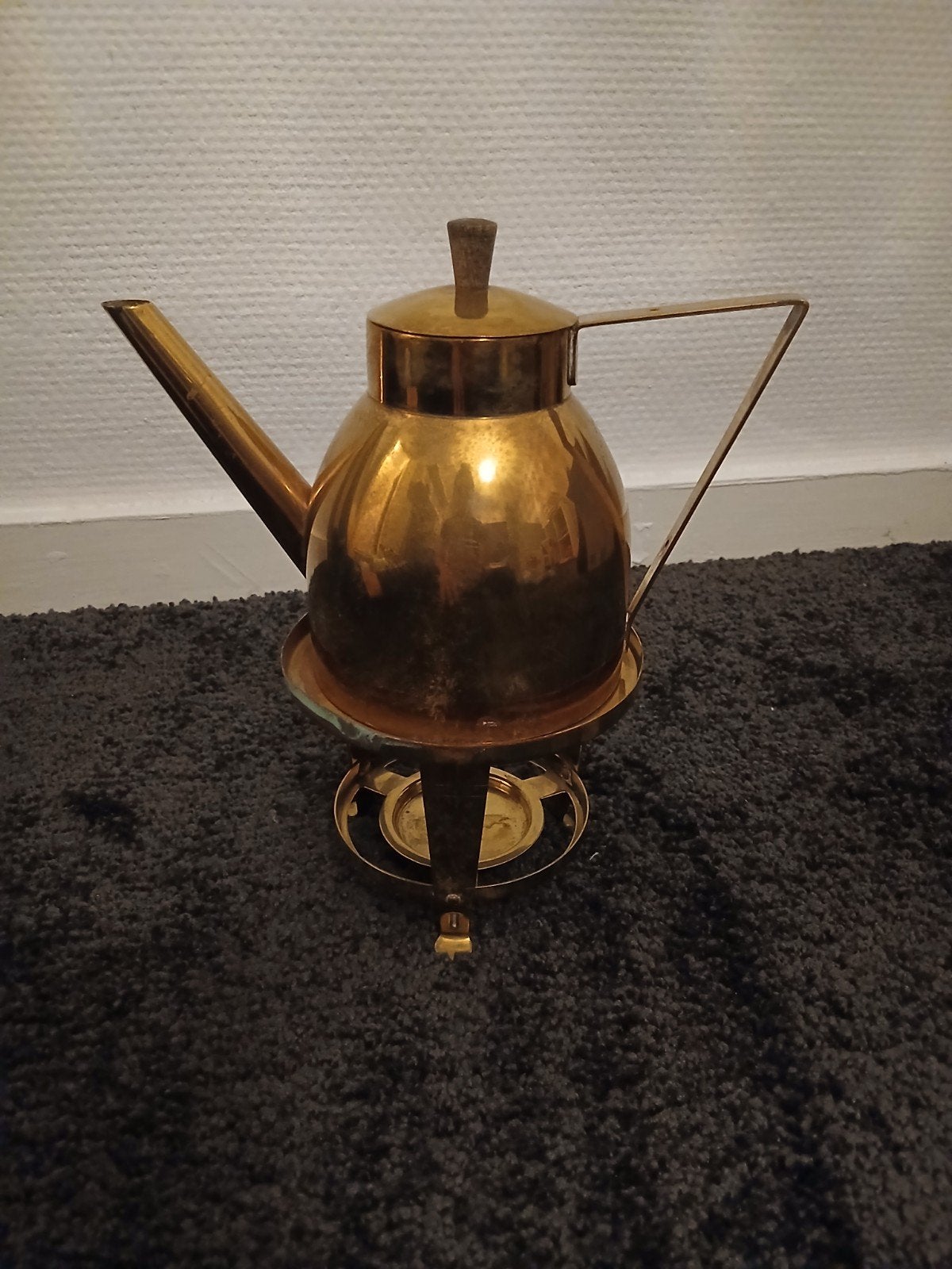 Vintage Koperen Theepot met Warmhouder, Antiek en Kunst, Antiek | Koper en Brons, Ophalen of Verzenden