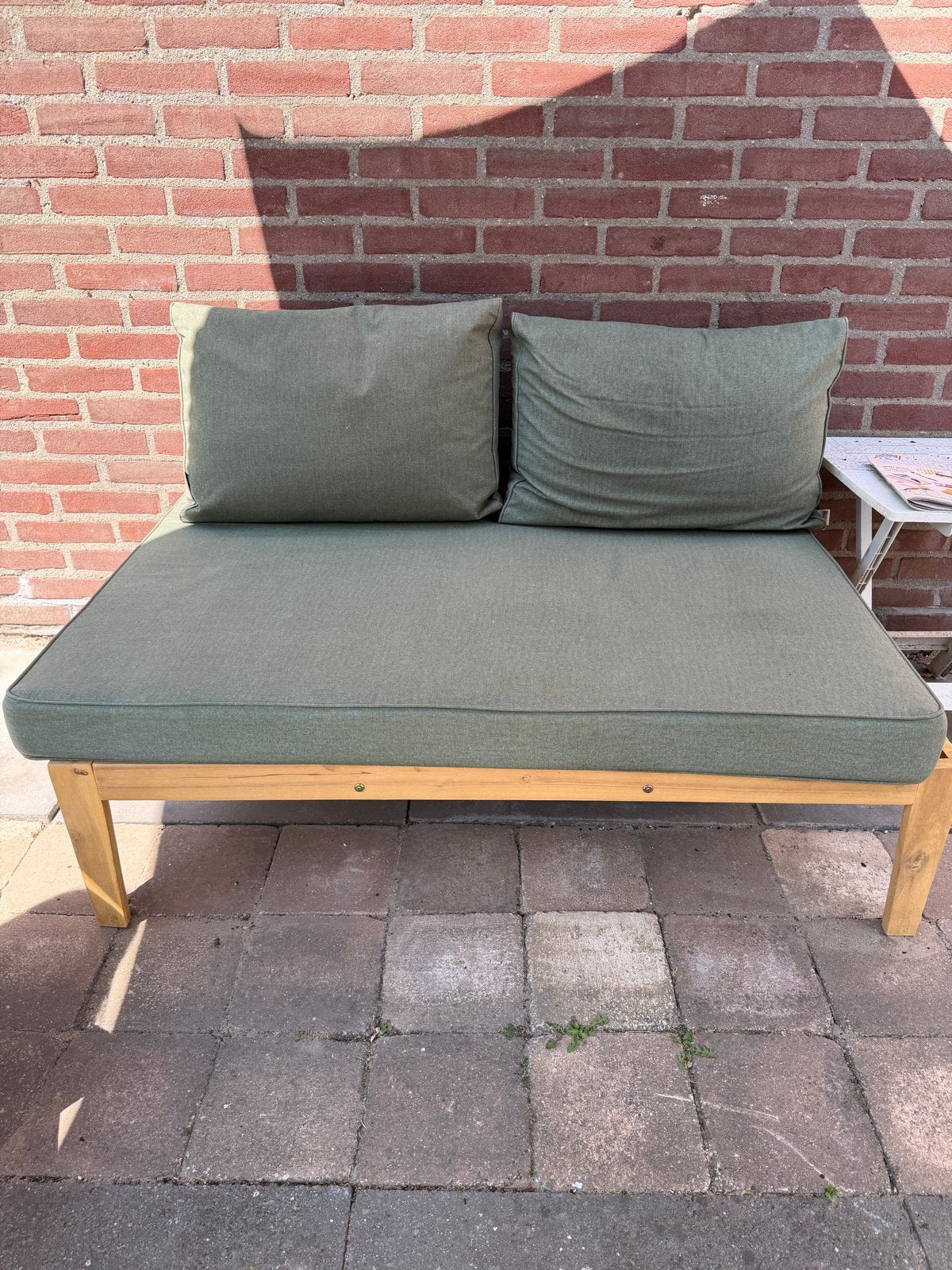 Comfortabele houten loungebank met kussens, Tuin en Terras, Tuinsets en Loungesets, Gebruikt, Loungeset, Bank, Hout
