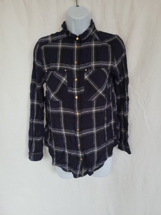 Leuke blauw-wit geruite blouse mt 36 merk River Island, Blauw, ., Ophalen of Verzenden, Zo goed als nieuw