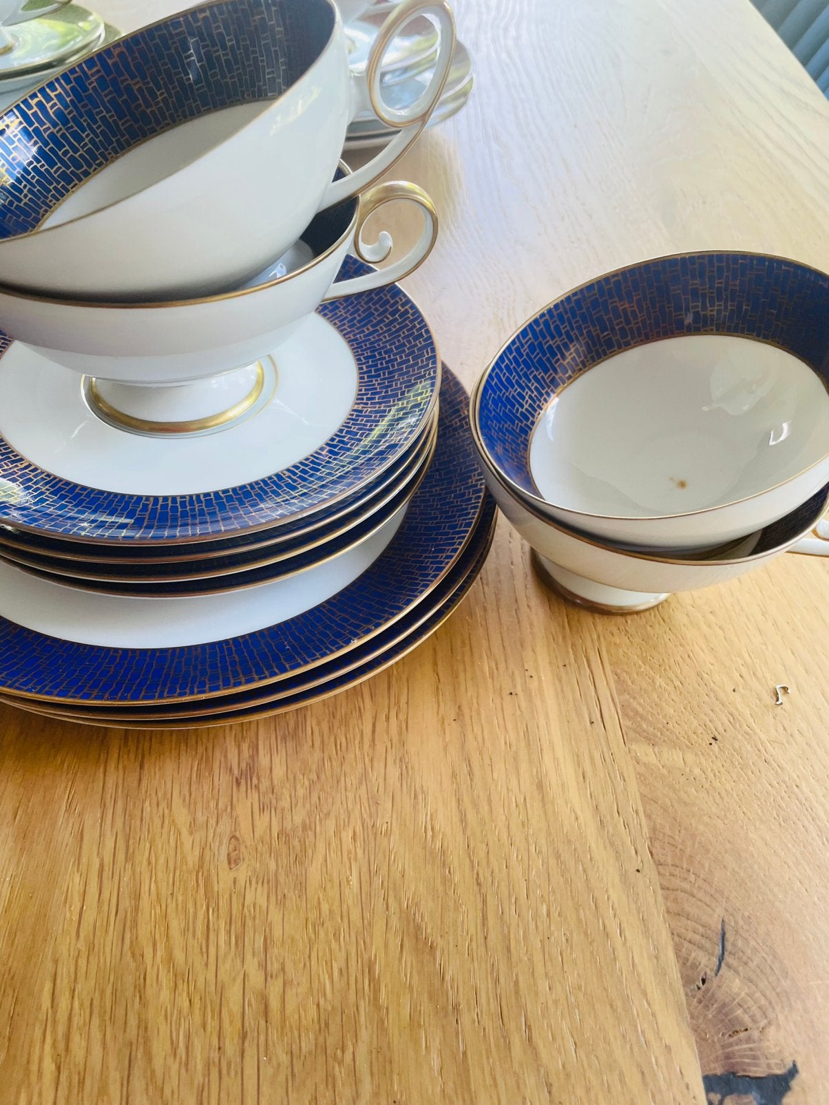 Blauw Tirschenreuth Bavaria theekopjes ontbijtset, Ophalen