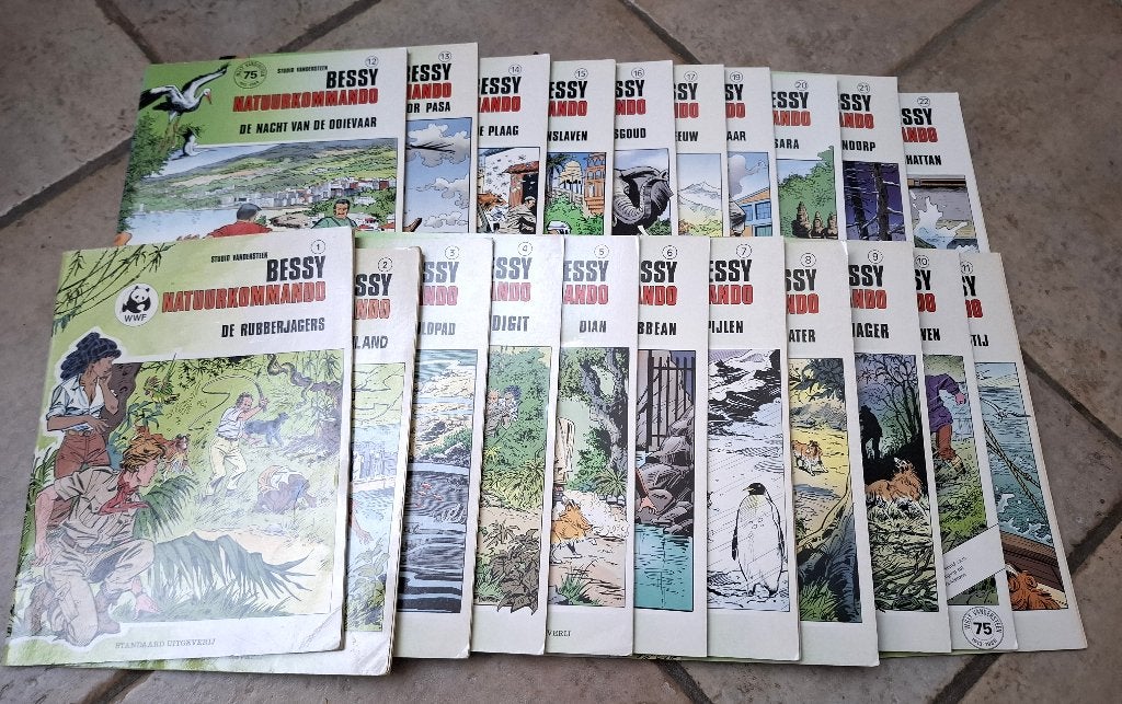 21x 1e druk Bessy natuurkommando stripboeken W Vandersteen, Meerdere stripboeken, Ophalen of Verzenden, Gelezen, Willy Vandersteen