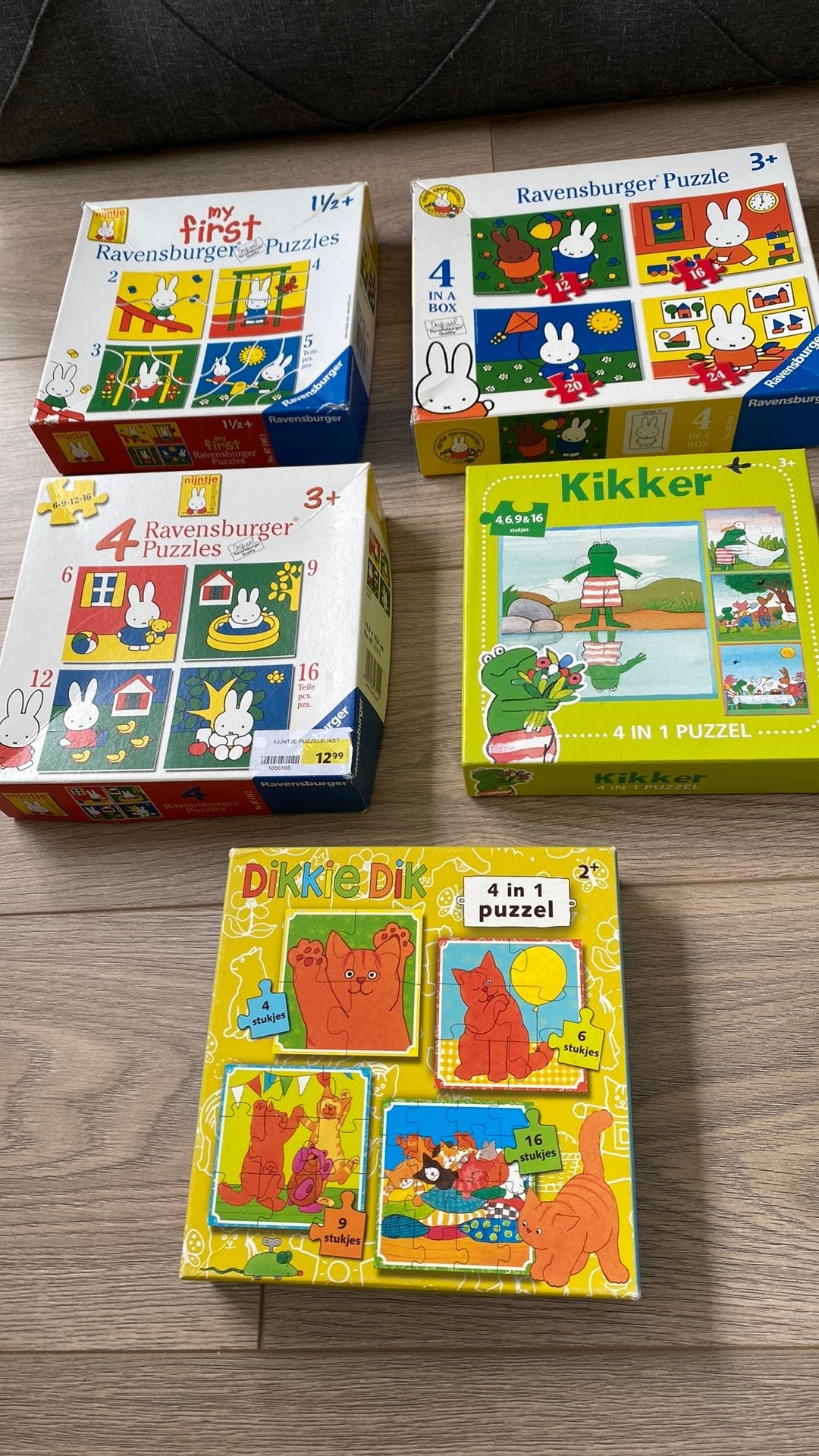 5 puzzels van nijntje, kikker en dikkie dik, Ophalen, Gebruikt