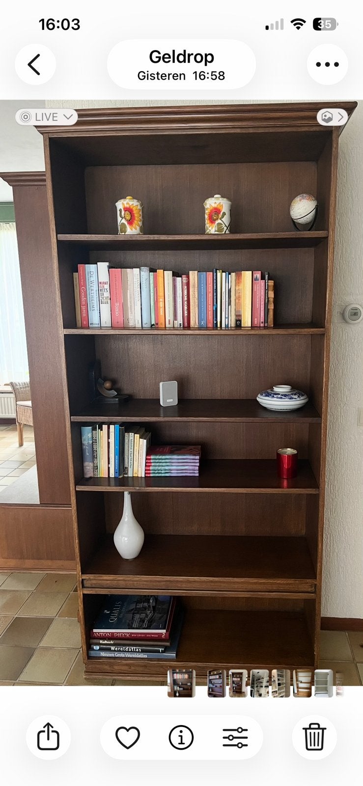 Castle furniture klassieke open boekenkast eikenhout, Ophalen, Met plank(en), 200 cm of meer, Eikenhout