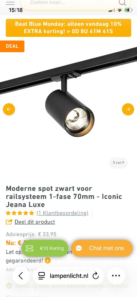 5 losse railspots - Iconic Jeana Luxe 70 mm, Huis en Inrichting, Lampen | Spots, Ophalen of Verzenden, Nieuw, Overige materialen