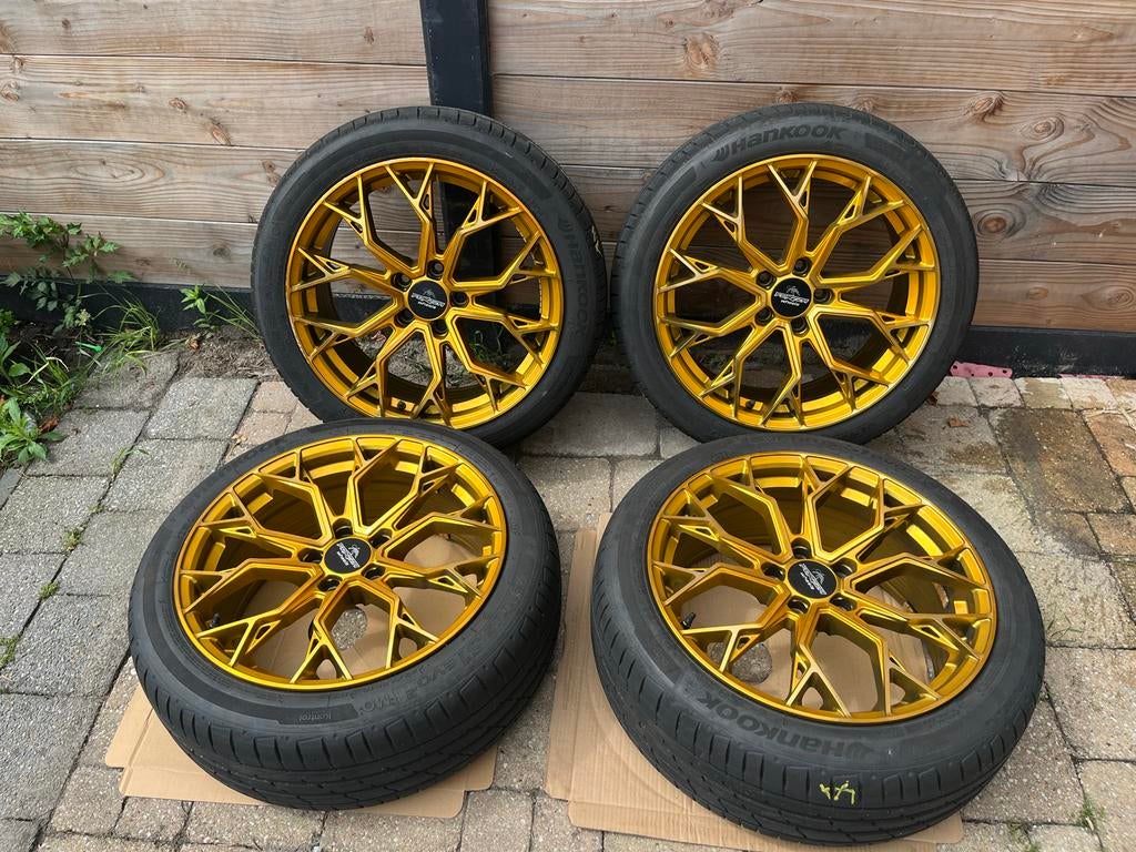 Gouden Forzza Wheels met Hankook zomerbanden, Auto-onderdelen, Banden en Velgen, Ophalen, Banden en Velgen, 17 inch, Personenwagen