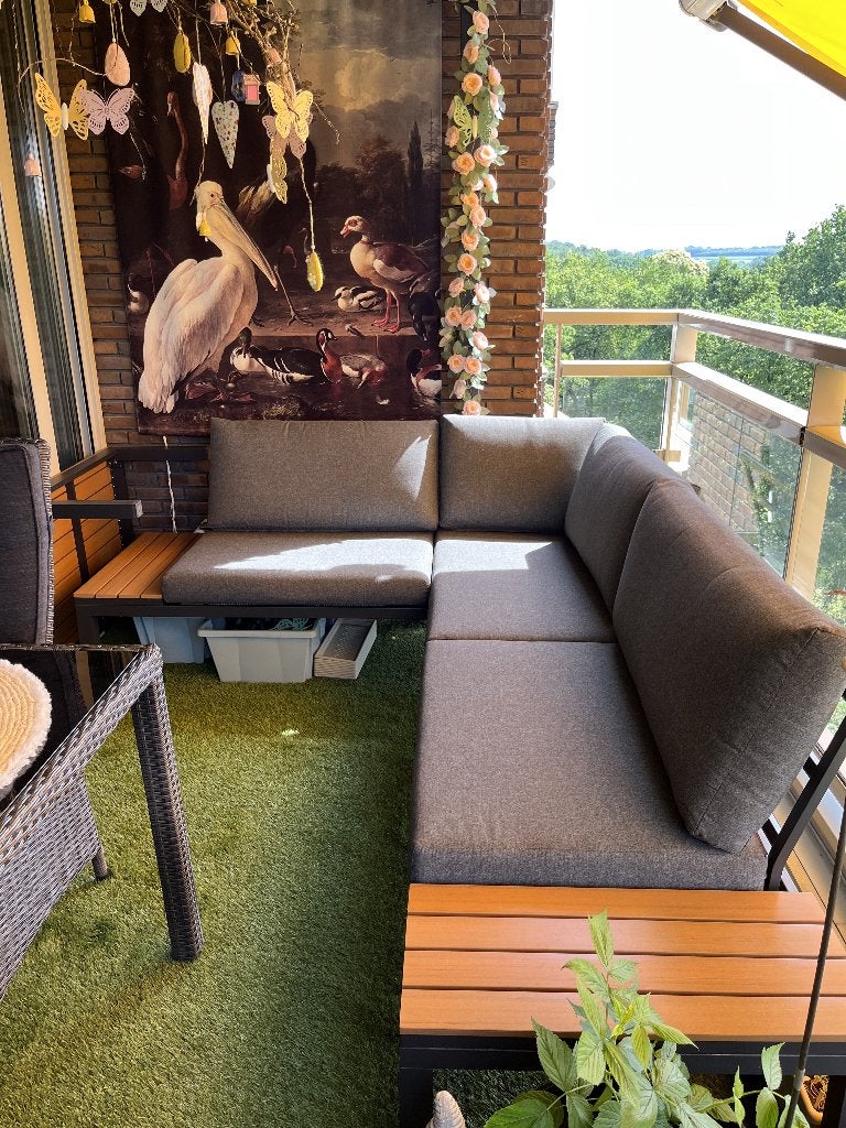 Villana aluminium LOUNGESET met tafel hooguit 3 x gebruikt, Ophalen, 5 zitplaatsen, Bank, Aluminium