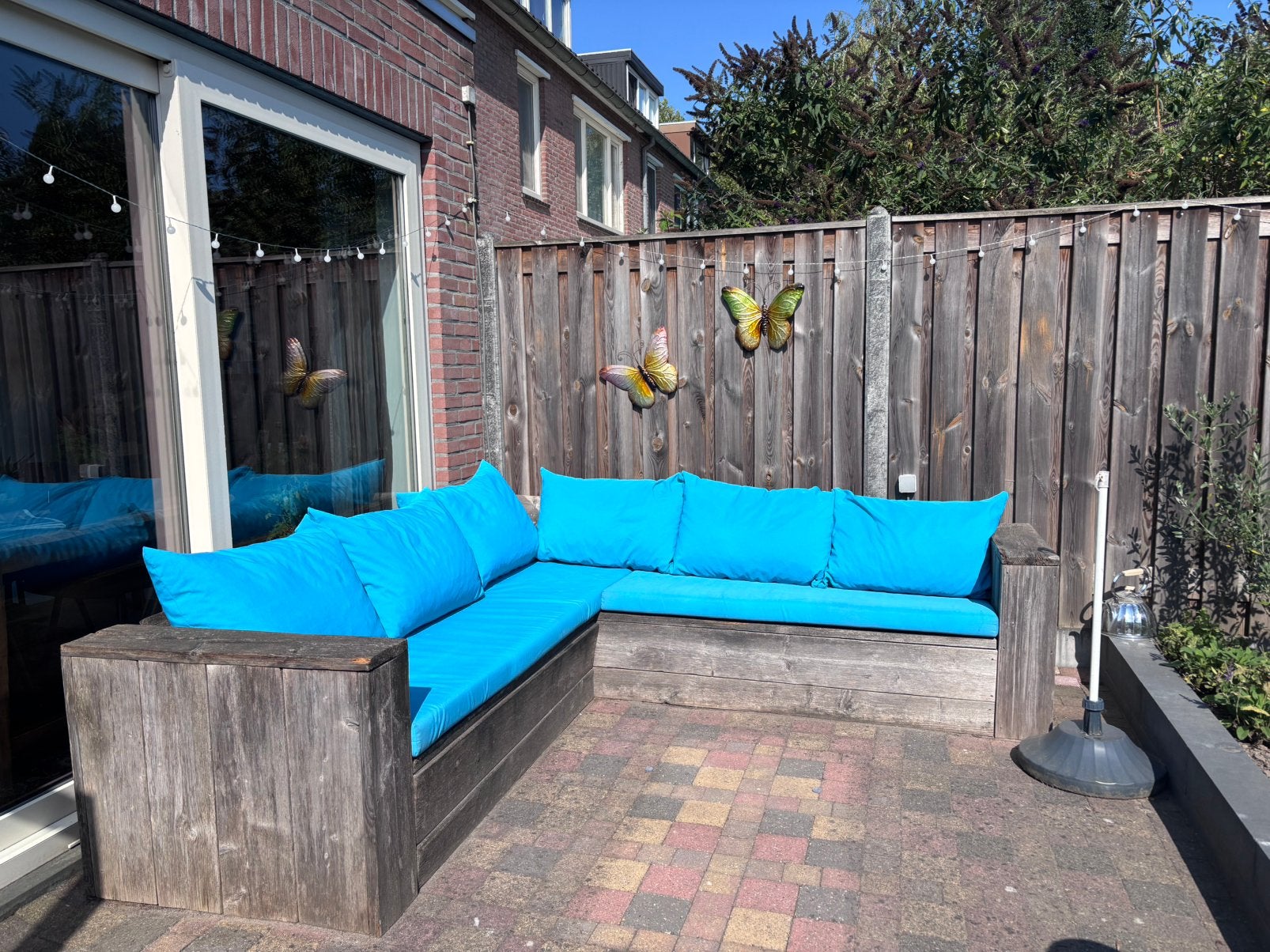 Tuinkussens 6 stuks en 2 matrasjes, Tuin en Terras, Tuinsets en Loungesets, Ophalen, Overige materialen, Gebruikt, 6 zitplaatsen