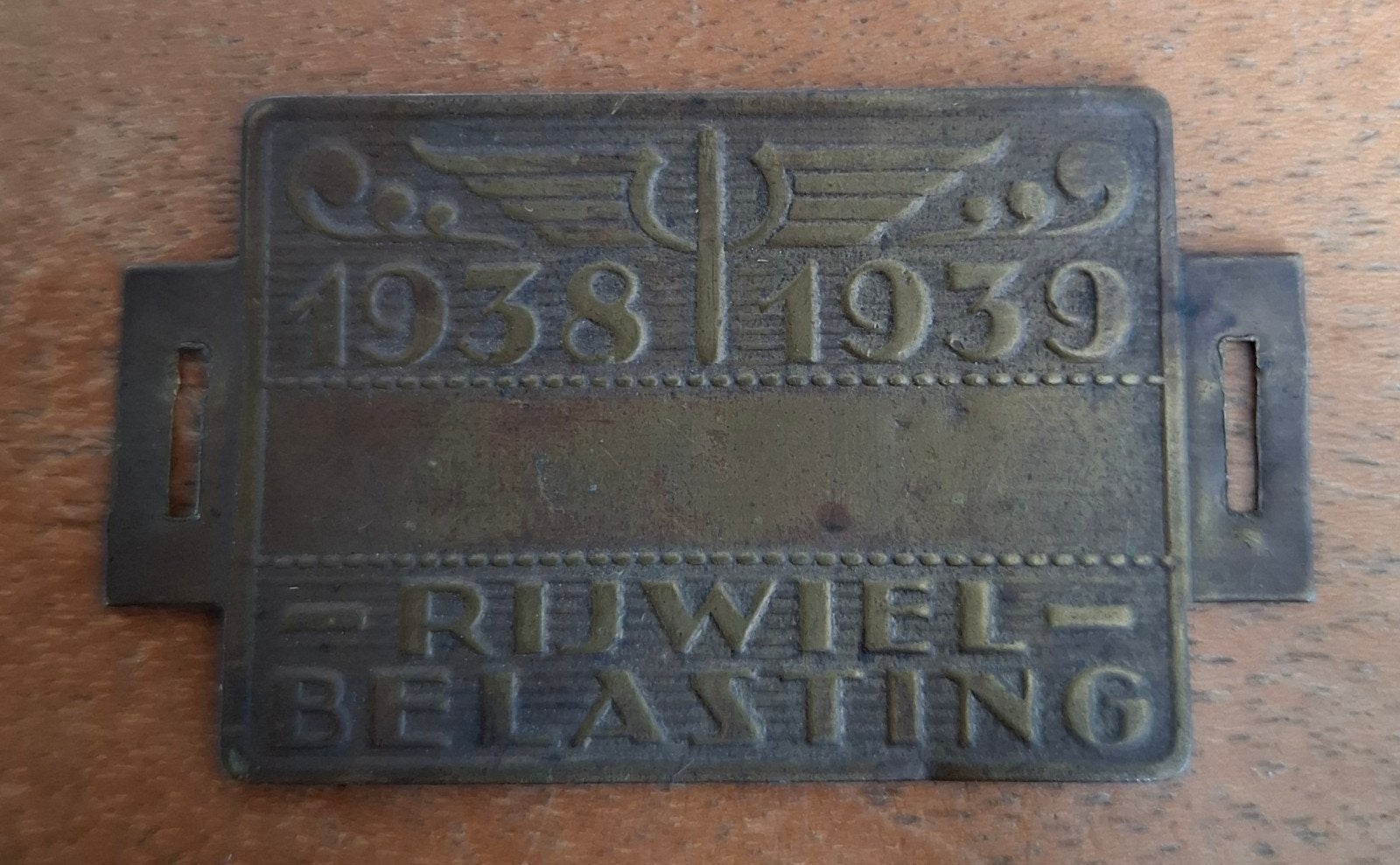 Rijwielbelastingplaatje 1938-1939, Verzamelen, Ophalen of Verzenden, Gebruikt