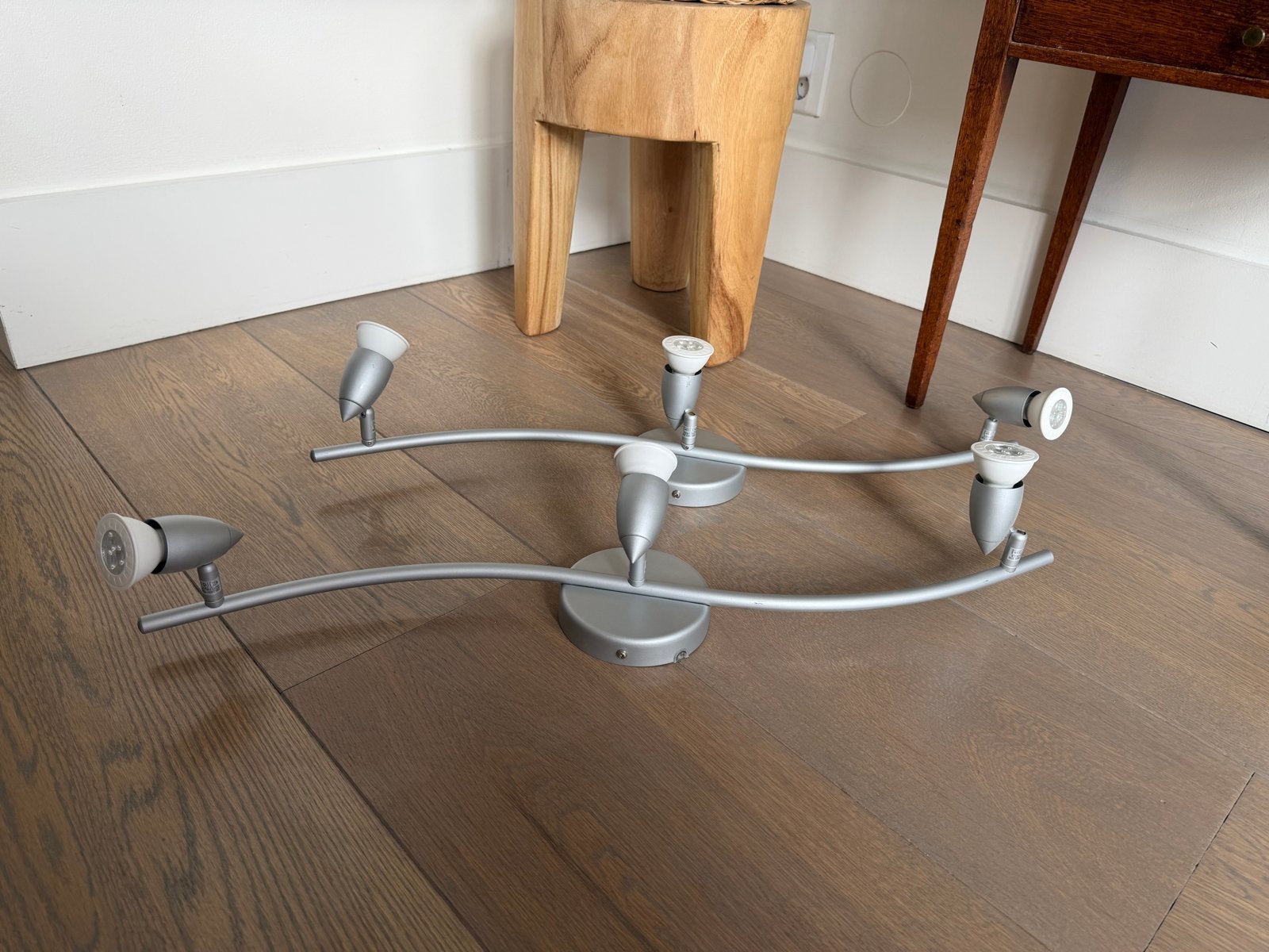 2x IKEA LEDING plafondlamp – 3 verstelbare spots – incl. LED, Ophalen, Gebruikt, GU10, LED