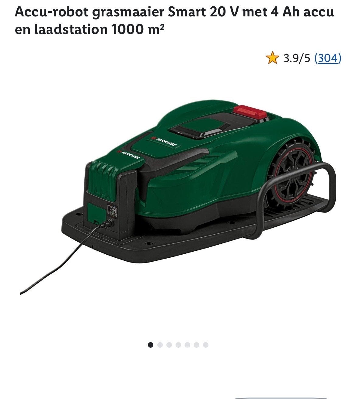 Parkside Accu-robot grasmaaier Smart 20 V met 4 Ah accu, Tuin en Terras, Grasmaaiers, Ophalen of Verzenden, Gebruikt, Accu-grasmaaier