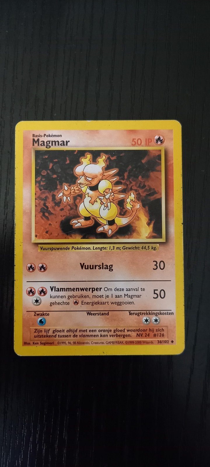 Pokémon Kaart Magmar 36/102 Basis-Pokémon (1999-2000), Ophalen of Verzenden, Gebruikt, Losse kaart