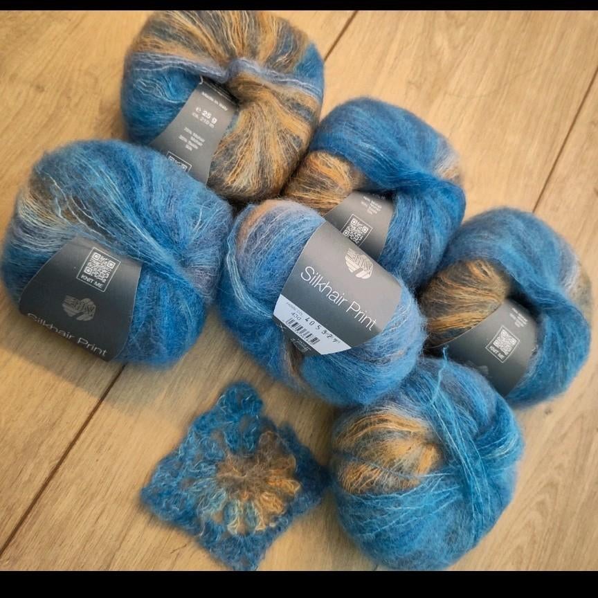 Lana Grossa mohair + zijde - Silkhair Print 6 bollen, Ophalen of Verzenden, Nieuw, Breien of Haken, Wol of Garen