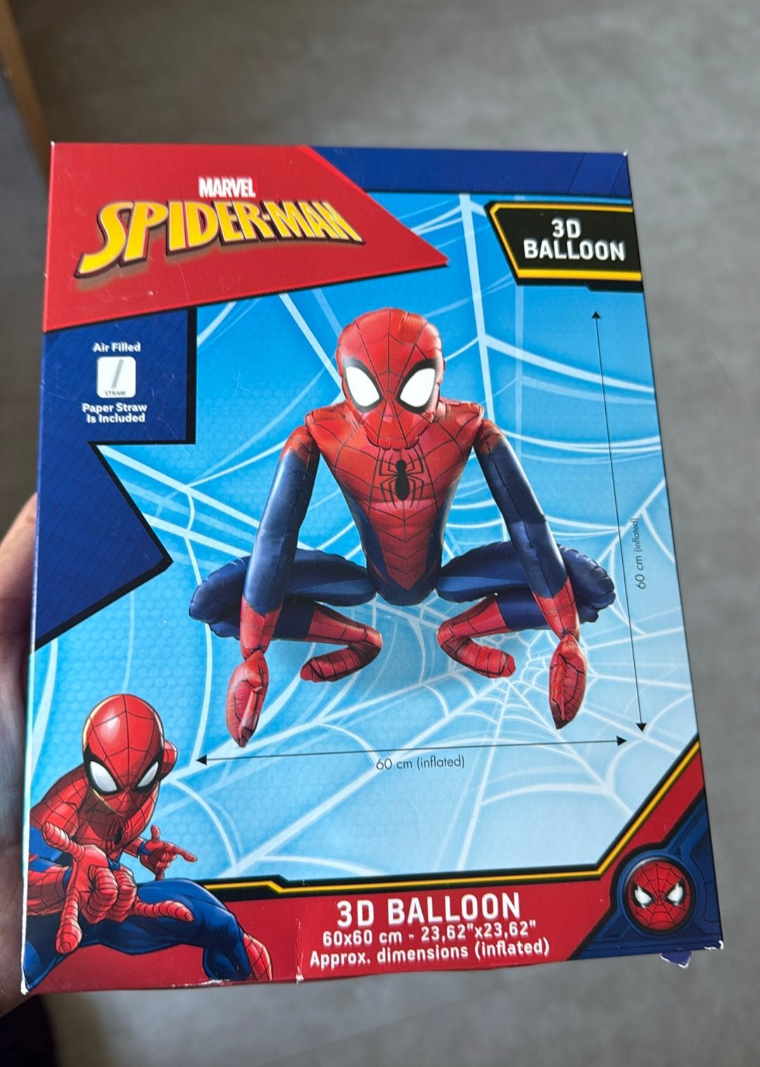 Spiderman ballon 60x60 cm, Ophalen of Verzenden, Nieuw, Versiering