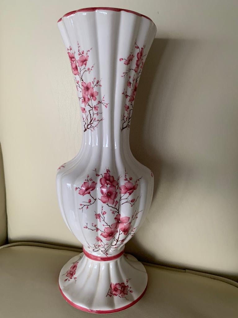 Capodimonte roze vaas „Neapolitan” Made in Italy H 31,5 cm, Antiek en Kunst, Antiek | Vazen, Ophalen of Verzenden