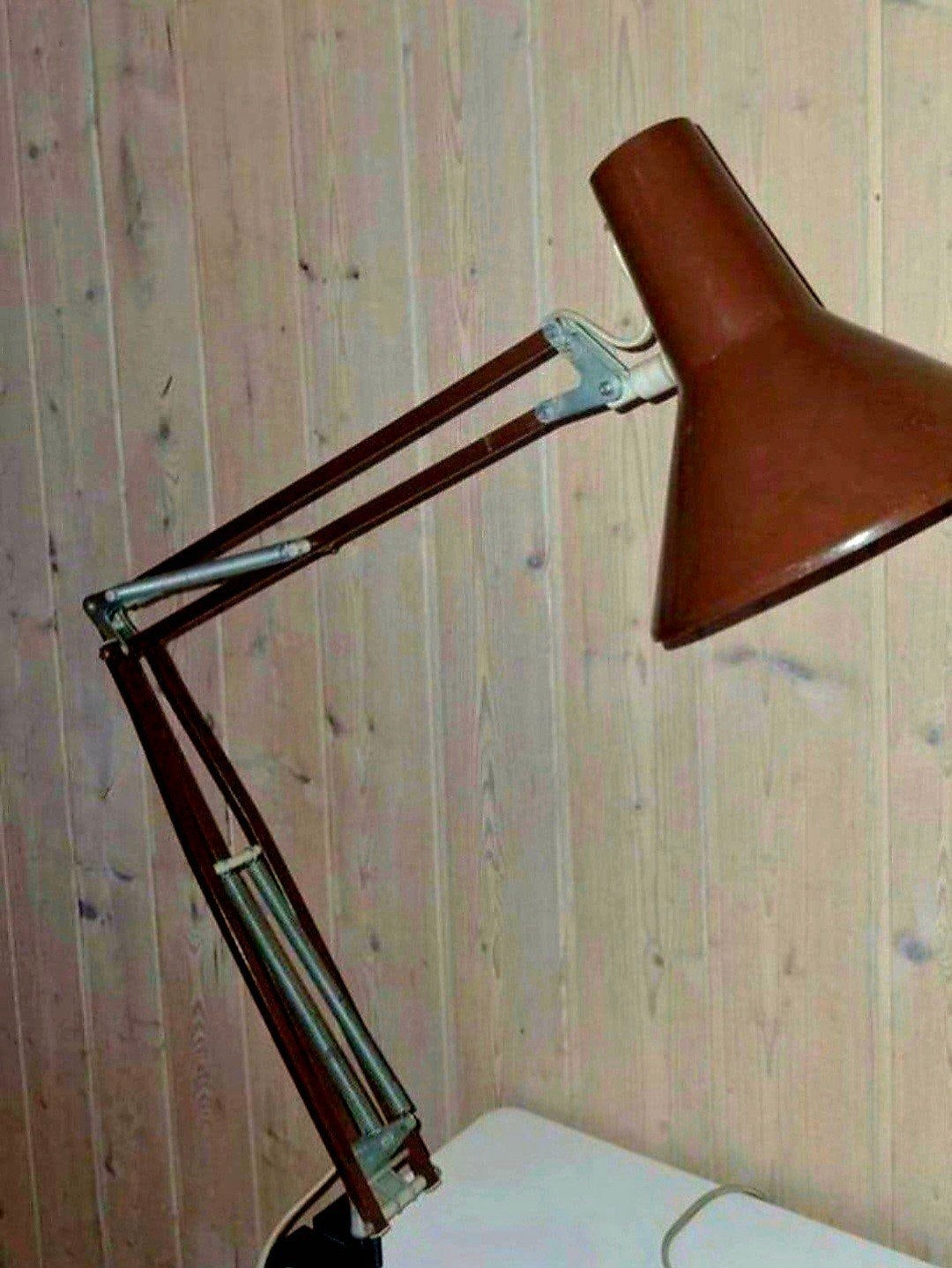 Bruine vintage HCF Deense Architectenlamp/bureaulamp., Ophalen of Verzenden, Vintage