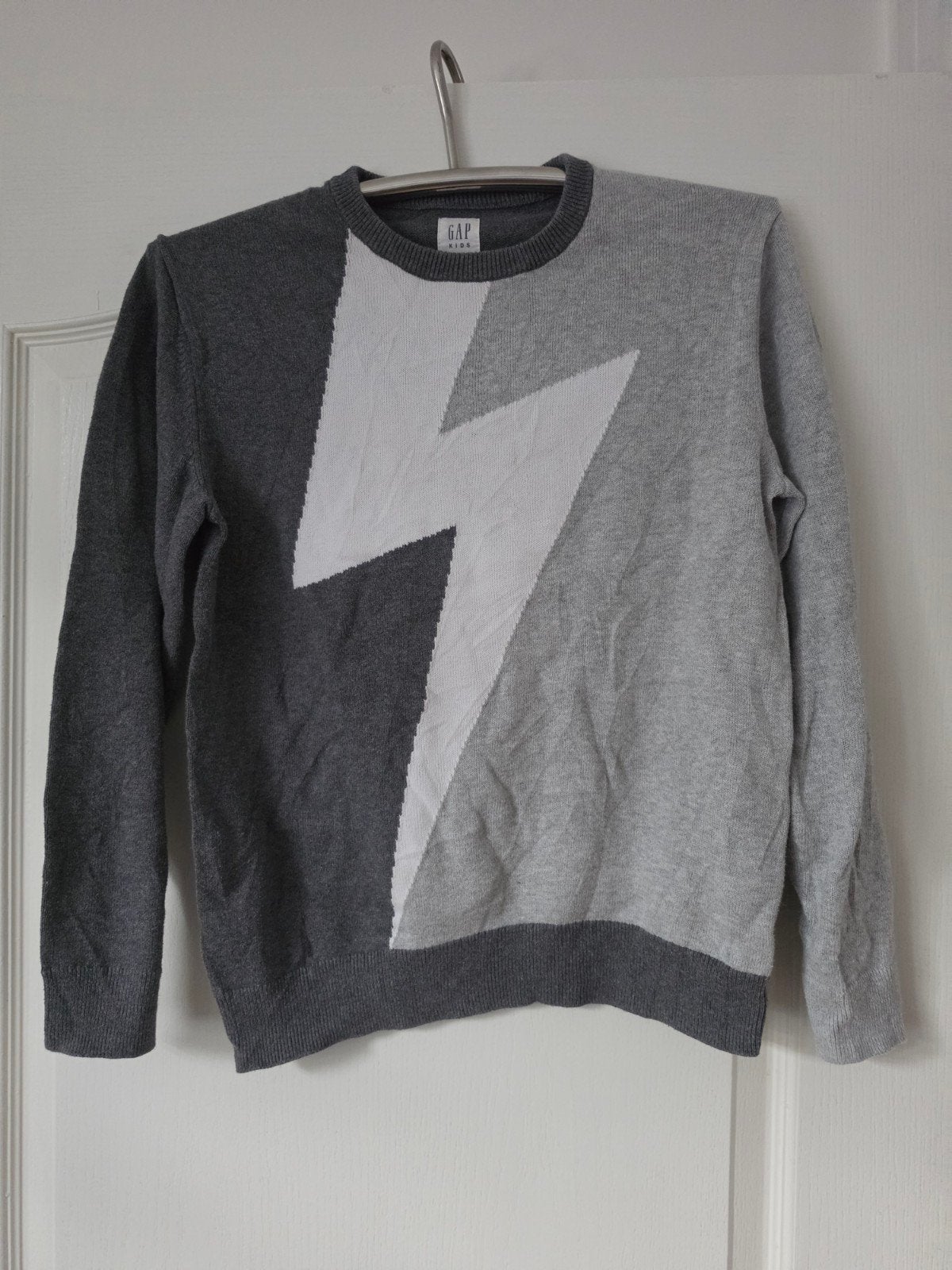 GAP Kids trui met bliksemprint - grijs/wit, maat XXL, Ophalen of Verzenden, Gebruikt, GAP Kids, Jongen of Meisje