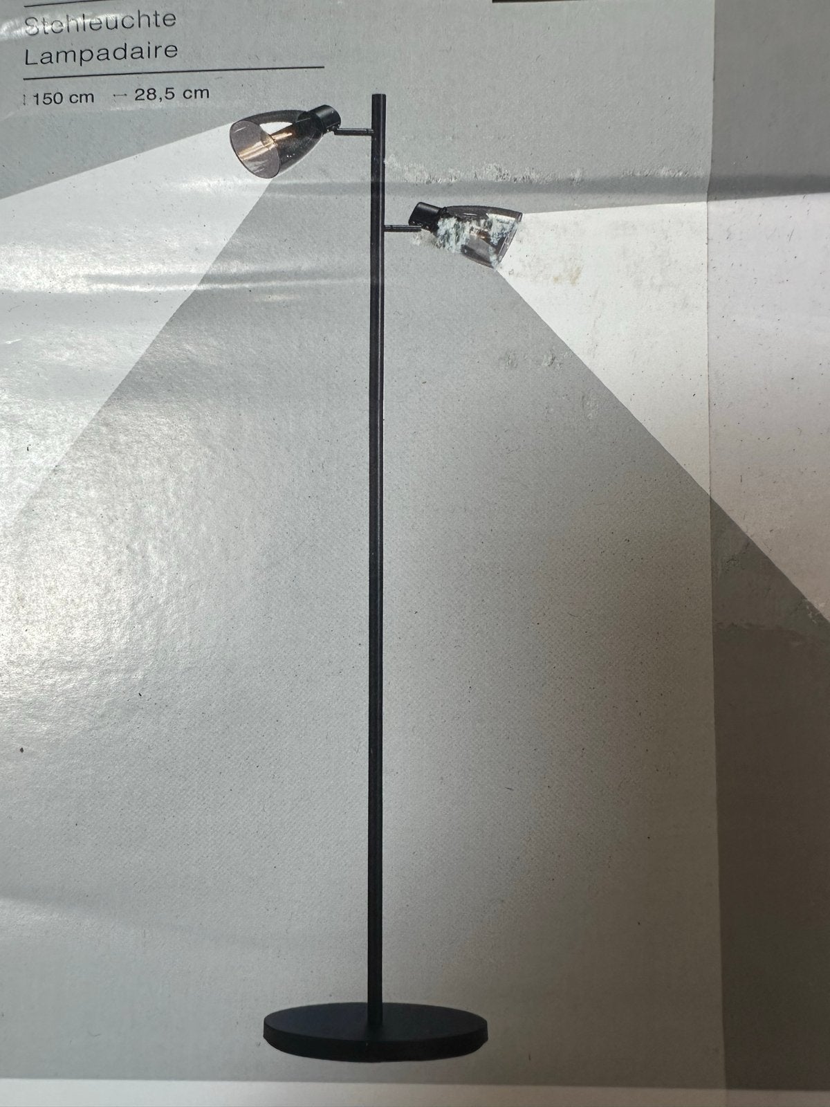 Vloerlamp Kwantum - Zwart, Ophalen, 100 tot 150 cm, E14 (klein), Nieuw