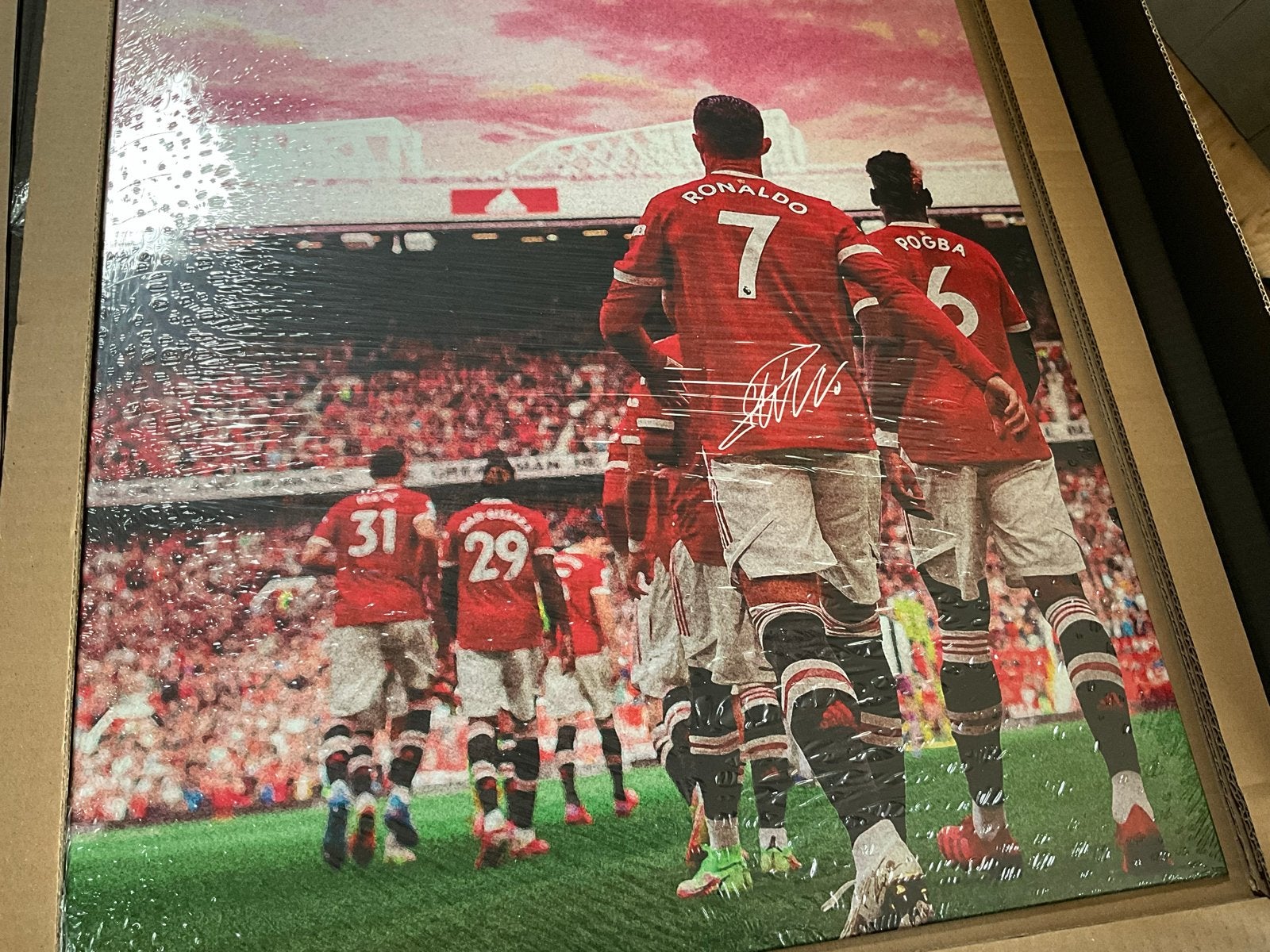 Displate Metalen Wandplaat Manchester United Ronaldo Pogba, Metaal, Meerkleurig, Nieuw, Ophalen of Verzenden