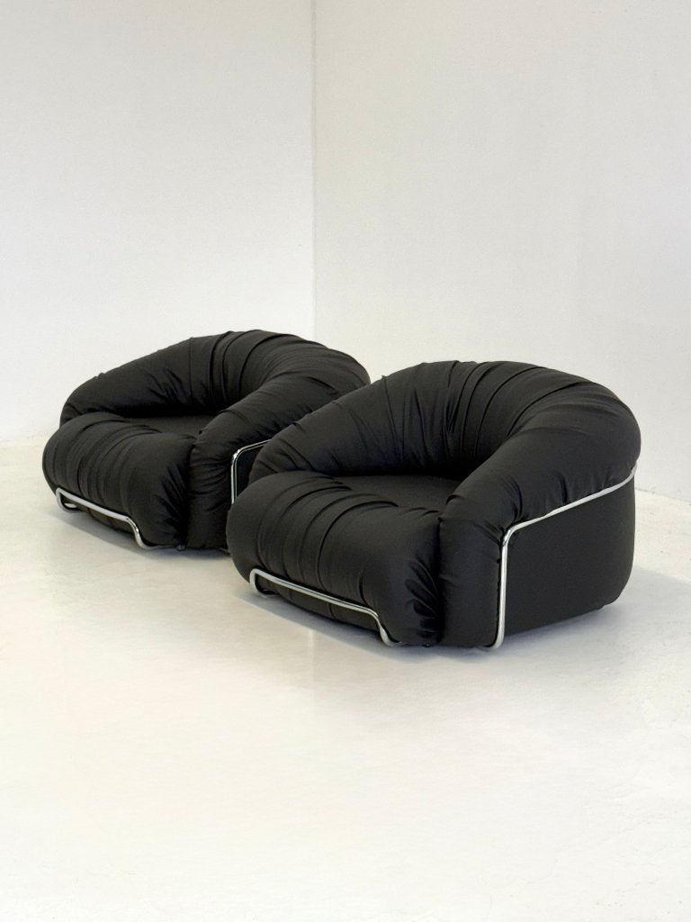 Italiaanse Space Age fauteuils in zwart, Ophalen, -, -, Overige materialen