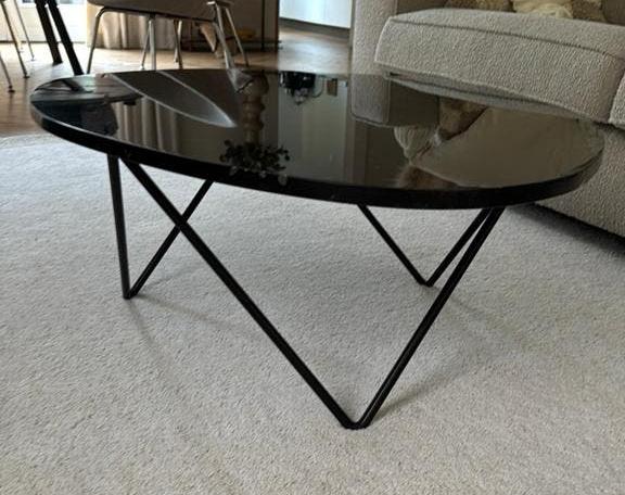 Salonfafel organisch zwart marmer 100 x 80, Huis en Inrichting, Tafels | Salontafels, Ophalen, Overige materialen, Gebruikt, 50 tot 100 cm