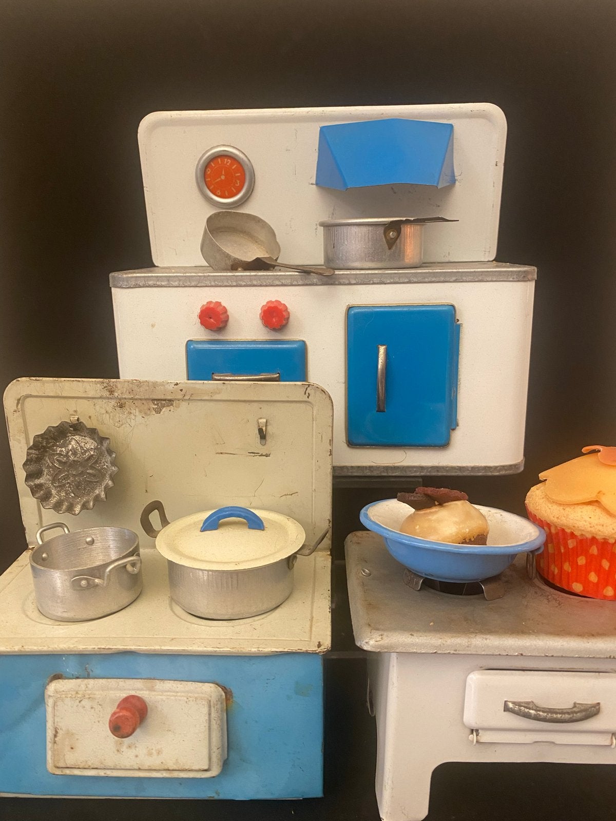 Vintage blikken speelgoedkeukens uit de jaren '50, Ophalen of Verzenden
