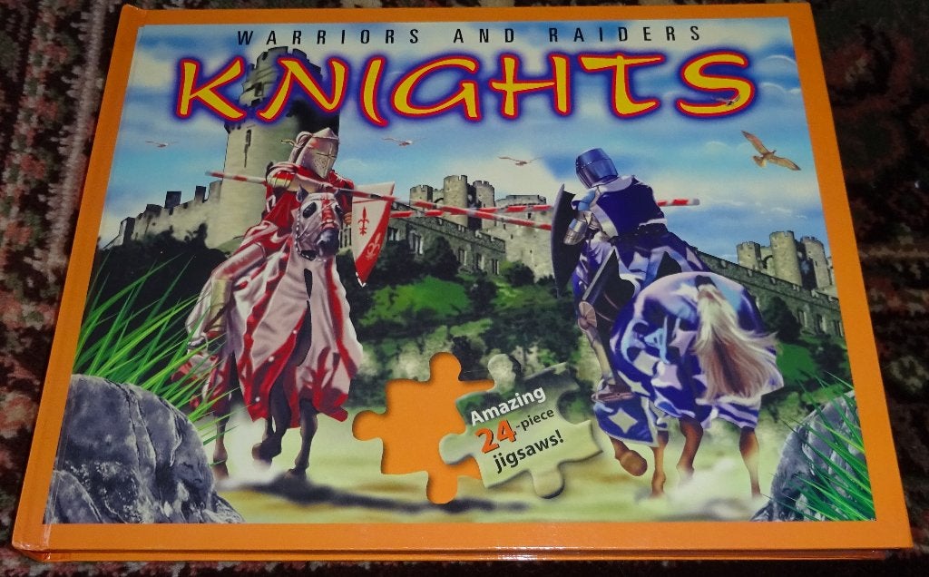 Puzzelboek–Warriors and Raiders–Knights–5 puzzels van 24 st, Hobby en Vrije tijd, Denksport en Puzzels, Ophalen of Verzenden, Minder dan 500 stukjes