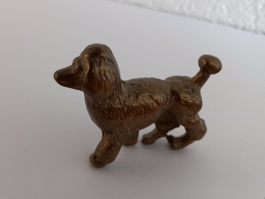 Vintage messing hond beeldje - poedel - Retro, Ophalen of Verzenden, Zo goed als nieuw, Dier