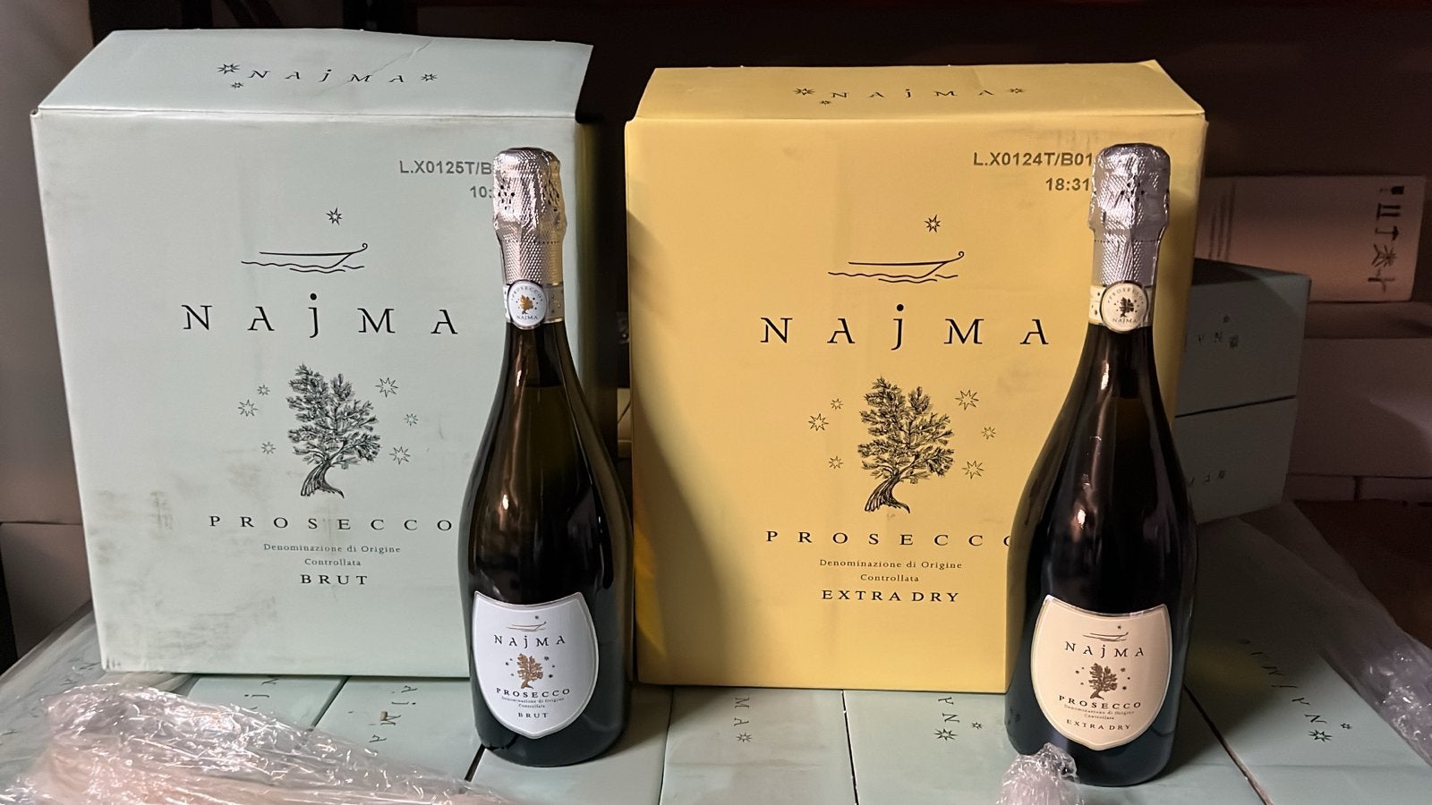 Najma Prosecco Brut en Extra Dry  6,95 OP=OP, Verzamelen, Wijnen, Ophalen, Nieuw, Italië, Overige typen
