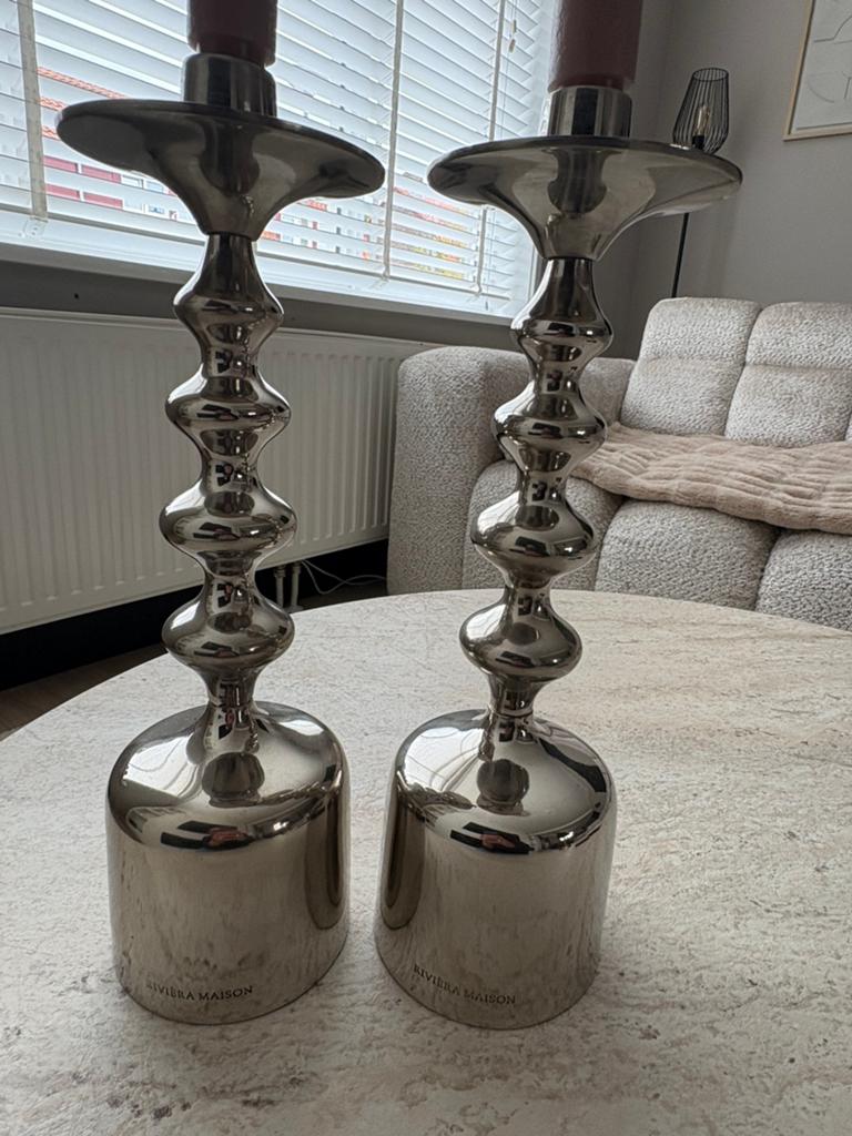 Zilveren kandelaren Riviera Maison, Ophalen, Zo goed als nieuw, 25 tot 50 cm