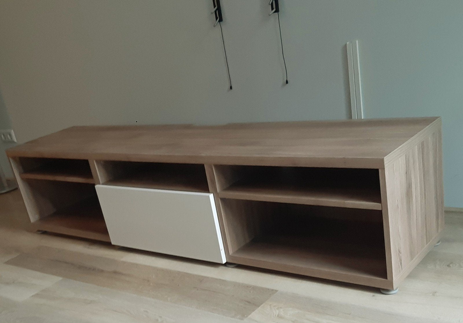 IKEA Besta TV-meubel Walnootpatroon met witte lade., Ophalen, 150 tot 200 cm, Zo goed als nieuw, Minder dan 100 cm