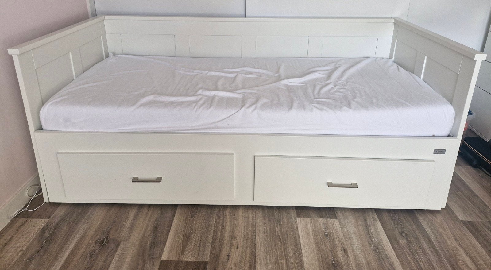 Coming Kids Wit uitschuifbaar bed met lades. 90-180x200 cm, Ophalen, 90 cm, Wit, Modern, Functioneel