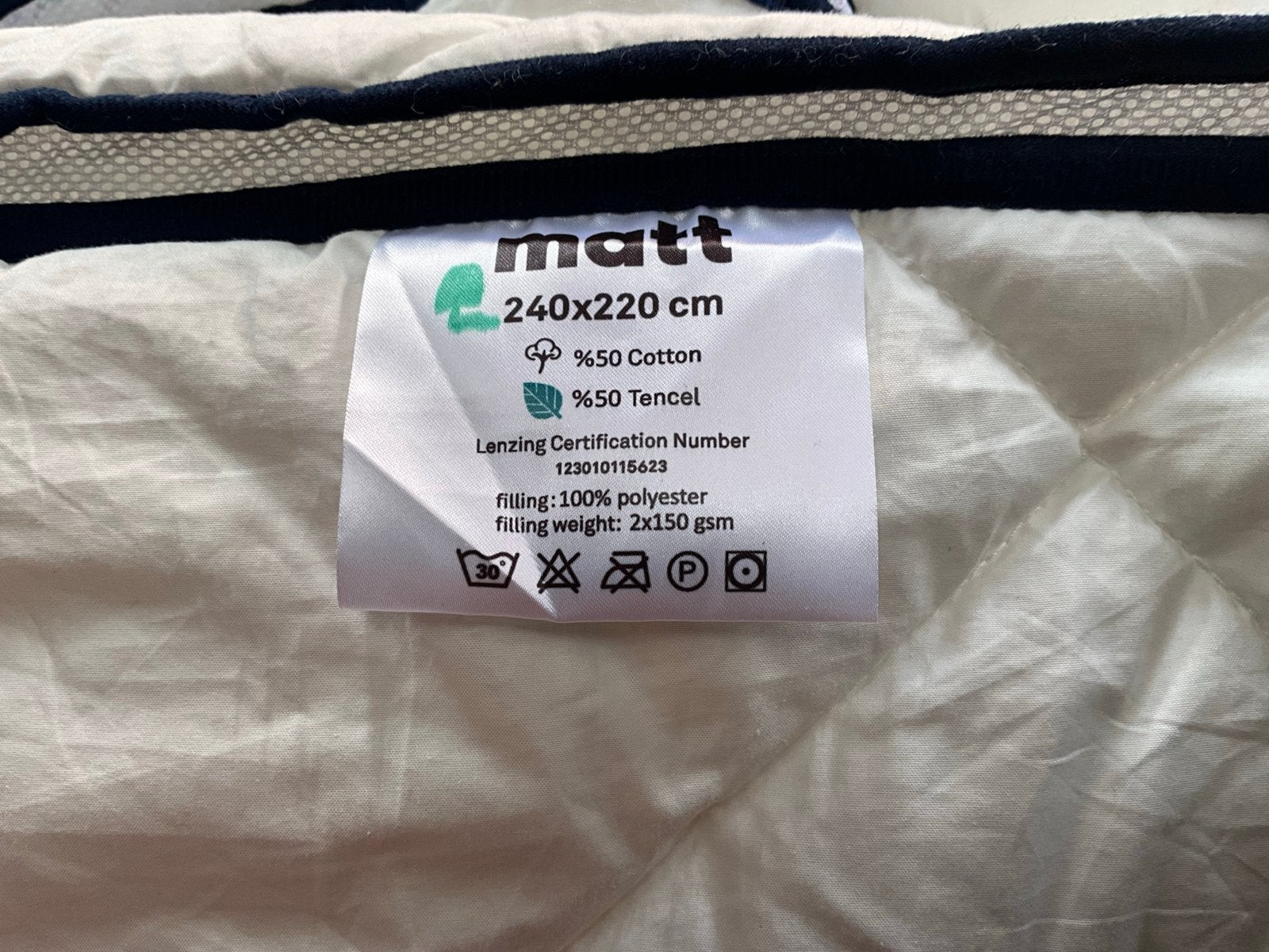 Matt Sleeps dekbed 240x220 cm - 50% katoen, 50% Tencel, Gebruikt, Wit, Tweepersoons, Ophalen of Verzenden