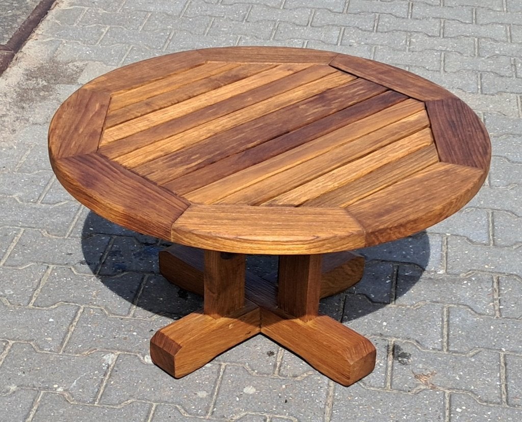 Teak & Garden Warwick ronde lage tuintafel 74,5 cm doorsnede, Tuin en Terras, Tuintafels, Ophalen, Gebruikt, Teak & Garden, Kampweg 70 C, 3941 GP Doorn