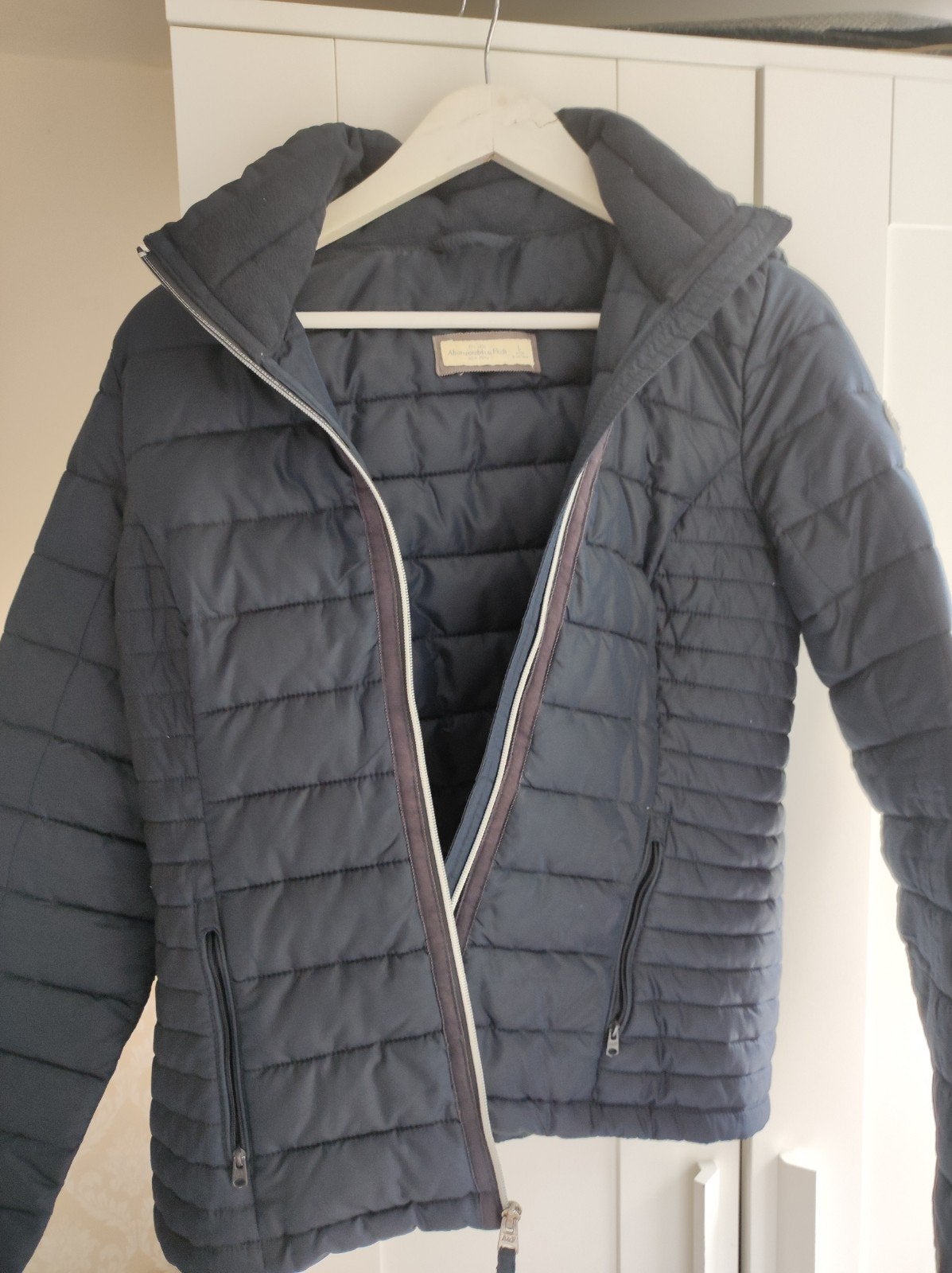Abercrombie&Fitch gewatteerd jack, Kleding | Dames, Jassen | Winter, Blauw, Maat 42/44 (L), Ophalen of Verzenden, Zo goed als nieuw
