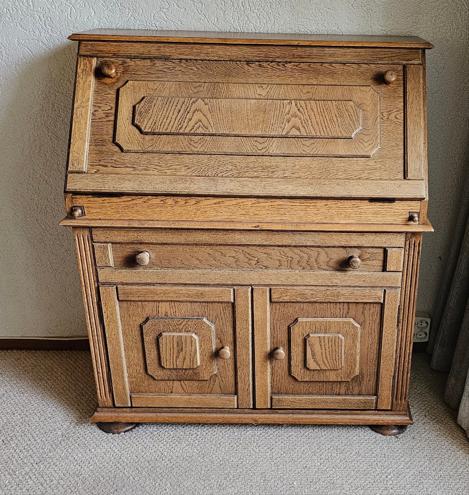 Antiek eikenhouten secretaire / bureau, Antiek en Kunst, Ophalen