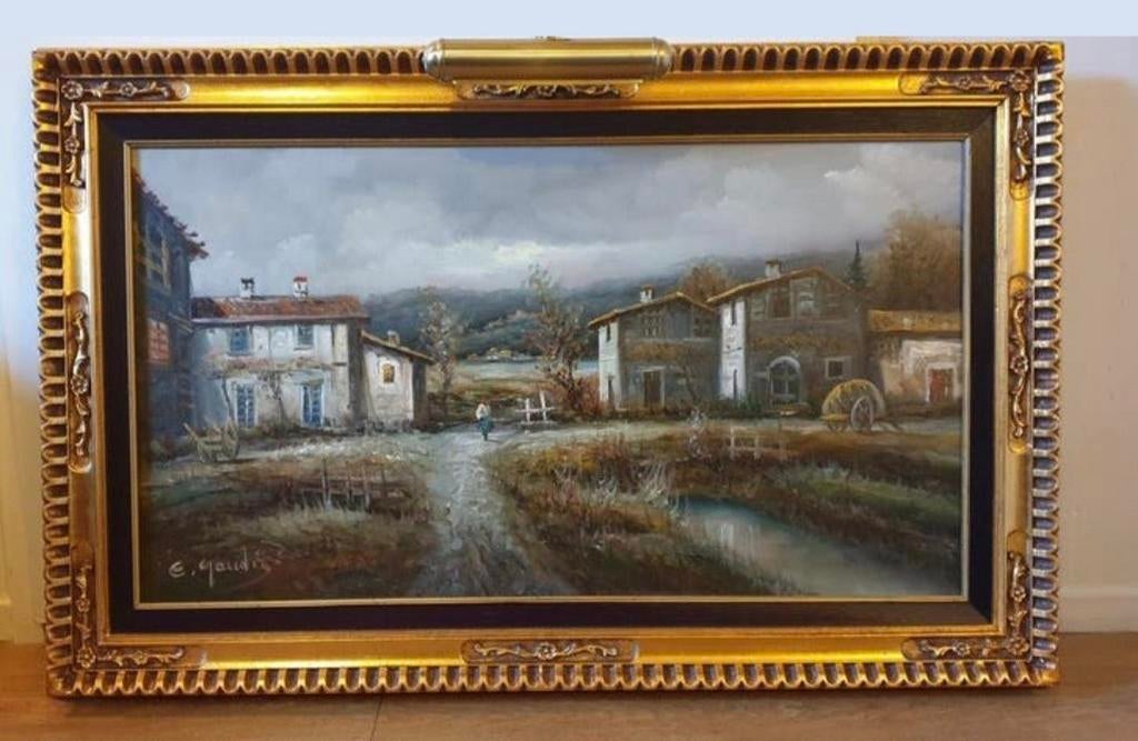 Prachtig olieverf schilderij op linnen, gesigneerd E.GAUDIZ., Ophalen of Verzenden